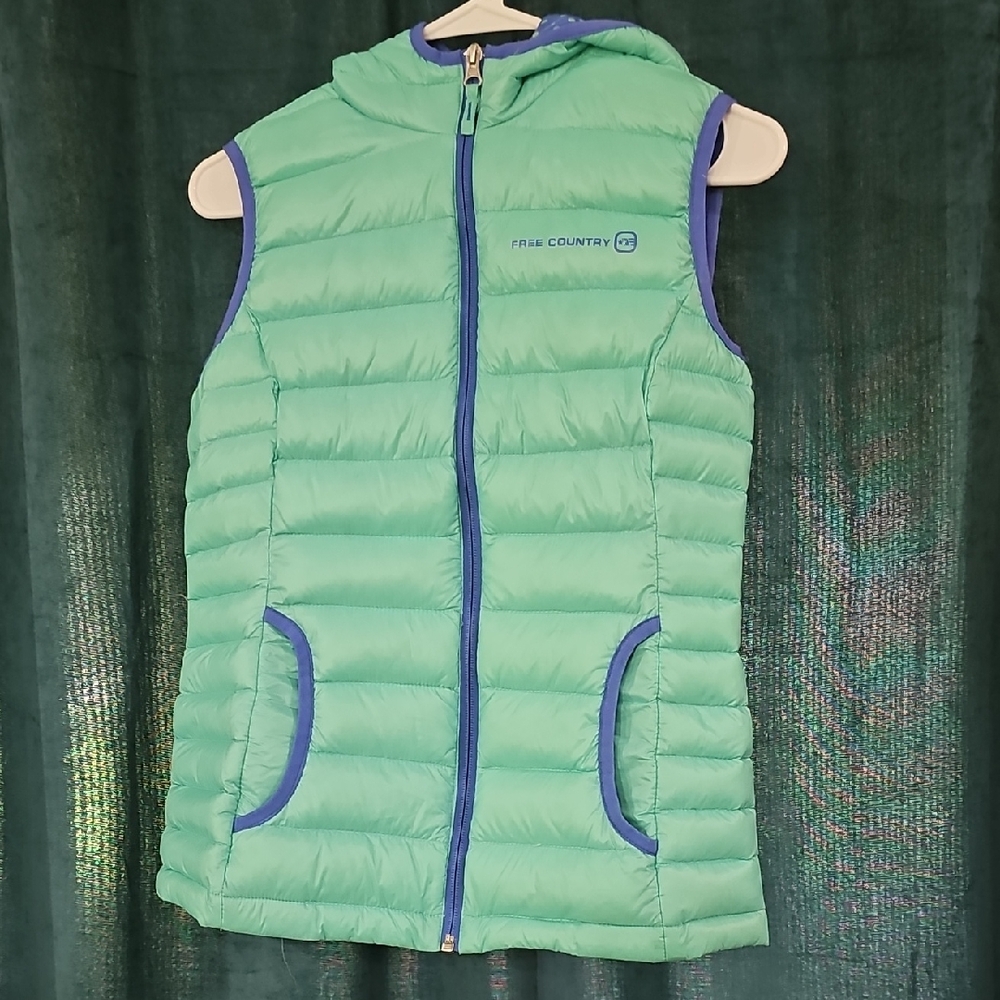 Free Country Kids Puffer Vest - Light Green and Blue